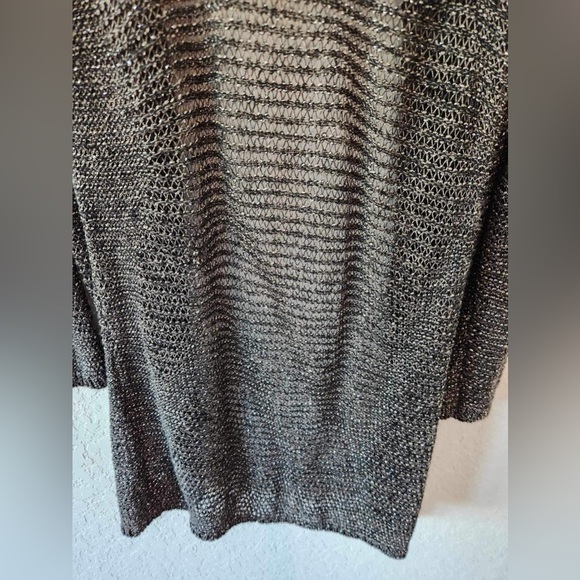 Eileen Fisher Women's Metallic linen Blend Metallic Open Knit Cardigan - Picture 4 of 8